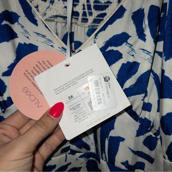 NWT Alexis x Target Blue Botanical Floral Asymmetrical Hem Dress Size 3X - Picture 7 of 12